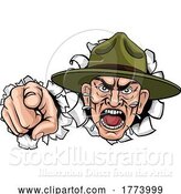 Vector Illustration of Angry Army Bootcamp Drill Sergeant by AtStockIllustration