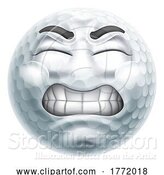 Vector Illustration of Angry Mad Golf Ball Hate Emoticon Face by AtStockIllustration