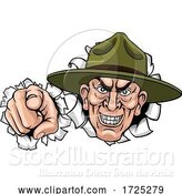 Vector Illustration of Army Bootcamp Drill Sergeant Soldier Ponting by AtStockIllustration