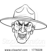 Vector Illustration of Army Bootcamp Drill Sergeant Soldier Ponting by AtStockIllustration
