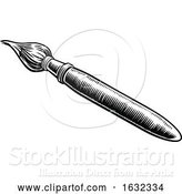 Vector Illustration of Artists Paintbrush Vintage Woodcut Engraved Style by AtStockIllustration