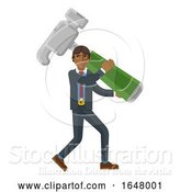 Vector Illustration of Asian Businessman Holding Hammer Mascot Concept by AtStockIllustration