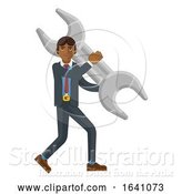 Vector Illustration of Asian Businessman Holding Spanner Wrench Concept by AtStockIllustration