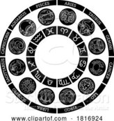 Vector Illustration of Astrology Zodiac Horoscope Star Signs Symbols Set by AtStockIllustration