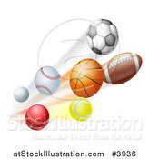 Vector Illustration of Athletic Sports Balls Flying by AtStockIllustration