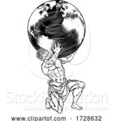 Vector Illustration of Atlas Titan Holding Globe Greek Myth Illustration by AtStockIllustration