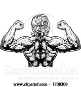 Vector Illustration of Back Muscles Bodybuilder Strong Arms Concept by AtStockIllustration