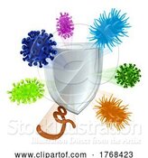 Vector Illustration of Bacteria Virus Shield Cells Medical Concept by AtStockIllustration