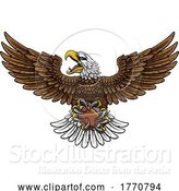 Vector Illustration of Bald Eagle Hawk Flying American Football Mascot by AtStockIllustration