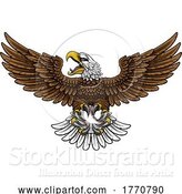 Vector Illustration of Bald Eagle Hawk Flying Baseball Ball Claw Mascot by AtStockIllustration