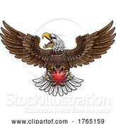 Vector Illustration of Bald Eagle Hawk Flying Cricket Ball Claw Mascot by AtStockIllustration