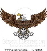 Vector Illustration of Bald Eagle Hawk Flying Golf Ball Claw Mascot by AtStockIllustration