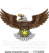 Vector Illustration of Bald Eagle Hawk Flying Tennis Ball Claw Mascot by AtStockIllustration