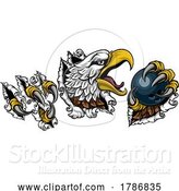 Vector Illustration of Bald Eagle Hawk Ripping Bowling Ball Mascot by AtStockIllustration