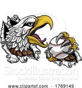 Vector Illustration of Bald Eagle Hawk Ripping Claw Baseball Ball Mascot by AtStockIllustration