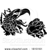 Vector Illustration of Bald Eagle Hawk Ripping Claw Baseball Ball Mascot by AtStockIllustration