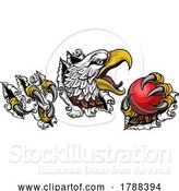 Vector Illustration of Bald Eagle Hawk Ripping Cricket Ball Mascot by AtStockIllustration