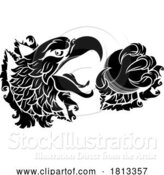 Vector Illustration of Bald Eagle Hawk Ripping Cricket Ball Mascot by AtStockIllustration