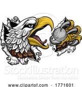 Vector Illustration of Bald Eagle Hawk Ripping Golf Ball Mascot by AtStockIllustration