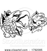 Vector Illustration of Bald Eagle Hawk Ripping Soccer Football Mascot by AtStockIllustration