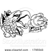 Vector Illustration of Bald Eagle Hawk Ripping Tennis Ball Mascot by AtStockIllustration