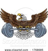 Vector Illustration of Bald Eagle Hawk Weight Lifting Mascot and Barbell by AtStockIllustration