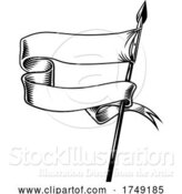 Vector Illustration of Banner Battle Flag Standard Scroll Ribbon on Spear by AtStockIllustration
