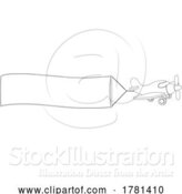 Vector Illustration of Banner Pulling Aeroplane Coloring Plane by AtStockIllustration