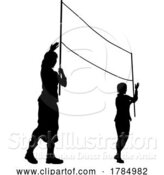 Vector Illustration of Banner Silhouette Protestors at March Rally Strike by AtStockIllustration