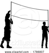 Vector Illustration of Banner Silhouette Protestors at March Rally Strike by AtStockIllustration