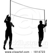 Vector Illustration of Banner Silhouette Protestors at March Rally Strike by AtStockIllustration