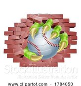 Vector Illustration of Baseball Ball Claw Breaking Through Wall by AtStockIllustration