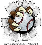 Vector Illustration of Baseball Ball Claw Monster Animal Hand by AtStockIllustration