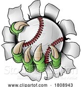 Vector Illustration of Baseball Ball Claw Monster Animal Hand by AtStockIllustration