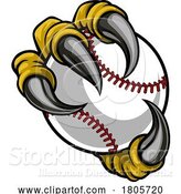 Vector Illustration of Baseball Ball Eagle Claw Monster Hand by AtStockIllustration