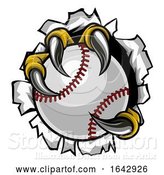 Vector Illustration of Baseball Ball Eagle Claw Talons Ripping Background by AtStockIllustration