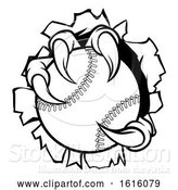 Vector Illustration of Baseball Ball Eagle Claw Talons Tearing Background by AtStockIllustration