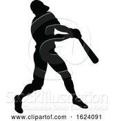 Vector Illustration of Baseball Player Silhouette by AtStockIllustration