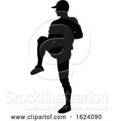 Vector Illustration of Baseball Player Silhouette by AtStockIllustration