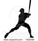 Vector Illustration of Baseball Player Silhouette by AtStockIllustration