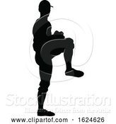 Vector Illustration of Baseball Player Silhouette by AtStockIllustration