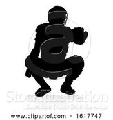 Vector Illustration of Baseball Player Silhouette, on a White Background by AtStockIllustration