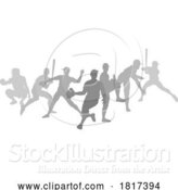 Vector Illustration of Baseball Silhouette Players Player Silhouettes by AtStockIllustration