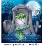 Vector Illustration of Baseball Zombie Halloween Graveyard Concept by AtStockIllustration