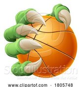 Vector Illustration of Basketball Ball Claw Monster Animal Hand by AtStockIllustration