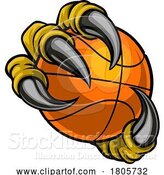 Vector Illustration of Basketball Ball Eagle Claw Monster Hand by AtStockIllustration