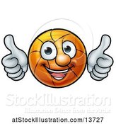Vector Illustration of Basketball Character Holding Two Thumbs up by AtStockIllustration