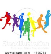 Vector Illustration of Basketball Silhouette Players Player Silhouettes by AtStockIllustration