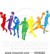 Vector Illustration of Basketball Silhouette Players Player Silhouettes by AtStockIllustration