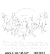 Vector Illustration of Basketball Silhouette Players Player Silhouettes by AtStockIllustration